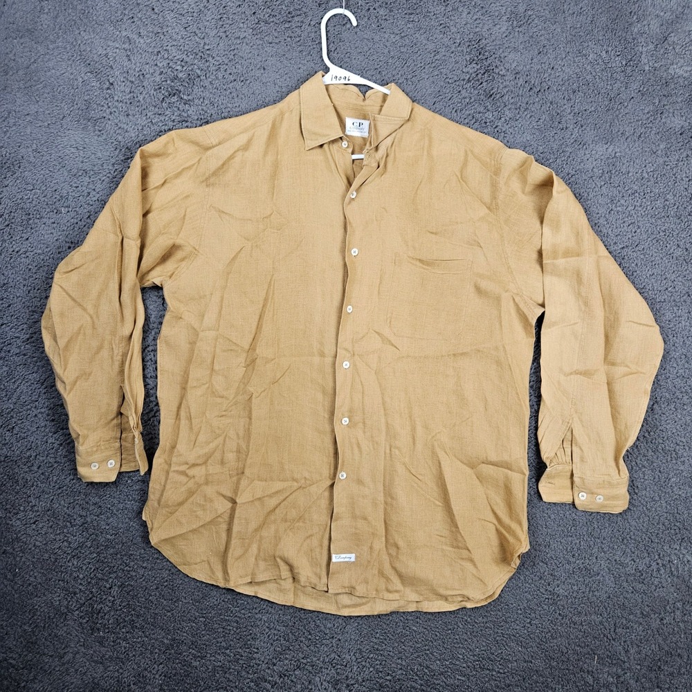 CP Company Mens Linen Long Sleeve Button Down Shirt‎ Tan Size 2